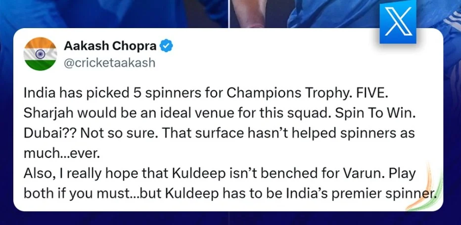 What Aakash Chopra said about benching Kuldeep Yadav in the Champions Trophy